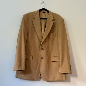 Vintage 100% camel hair men’s sport coat blazer casual jacket tan 44L USA